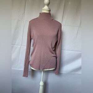 Rina Rossi‎ Women’s Medium Dusty Rose Turtleneck Sweater Y2K Career Pink Neutral